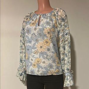 J Crew Long Sleeve Floral Chiffon Blouse Top Women’s Size Medium